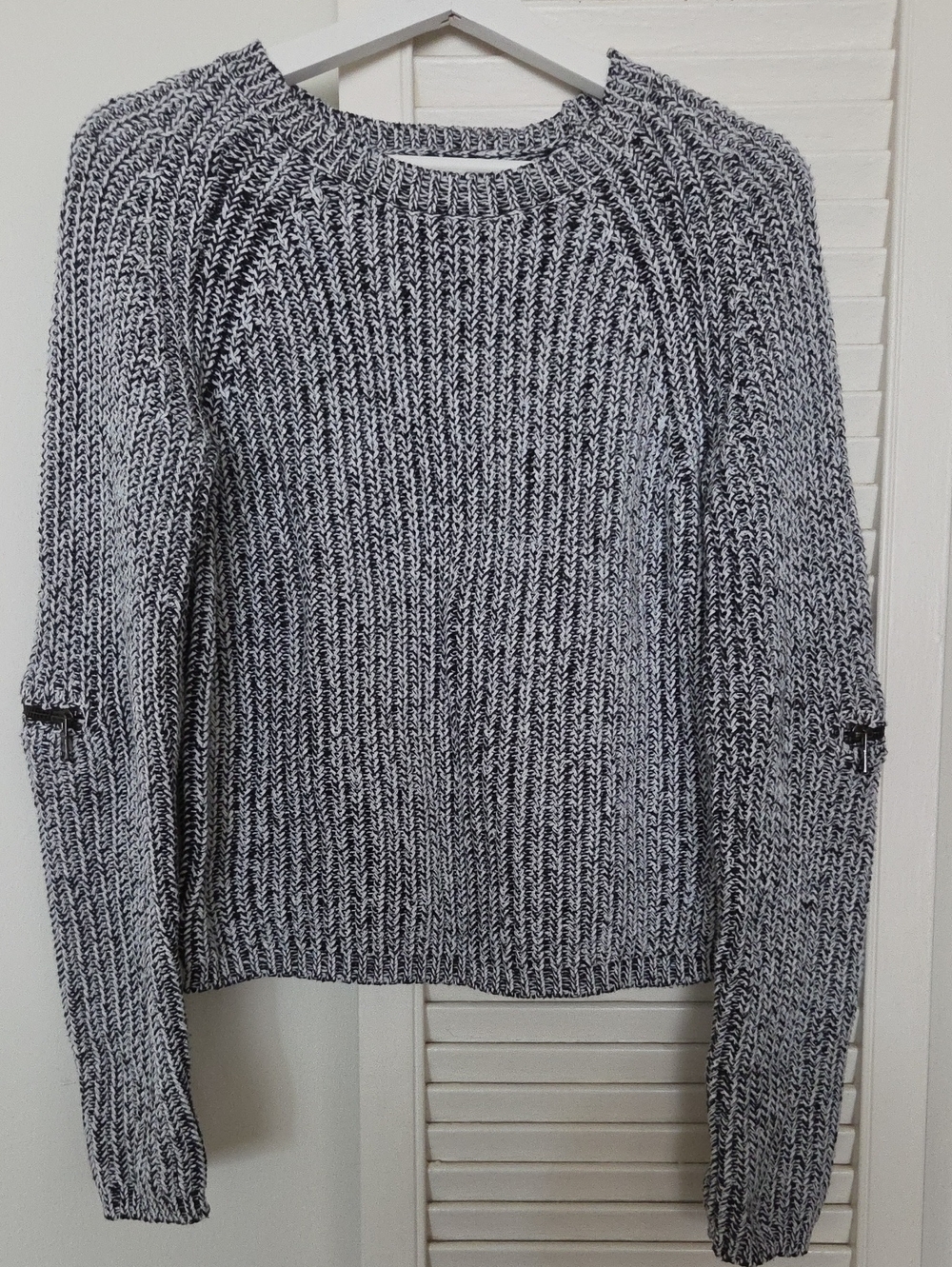 if it were me Black & White Marled Crewneck Sweater